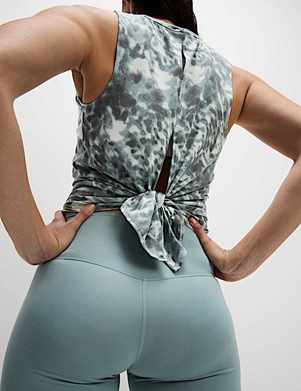 Modal Blend Printed Tie Back Relaxed Vest Top - DK
