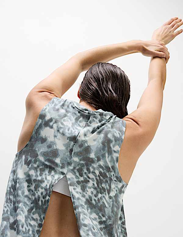 Modal Blend Printed Tie Back Relaxed Vest Top - CA