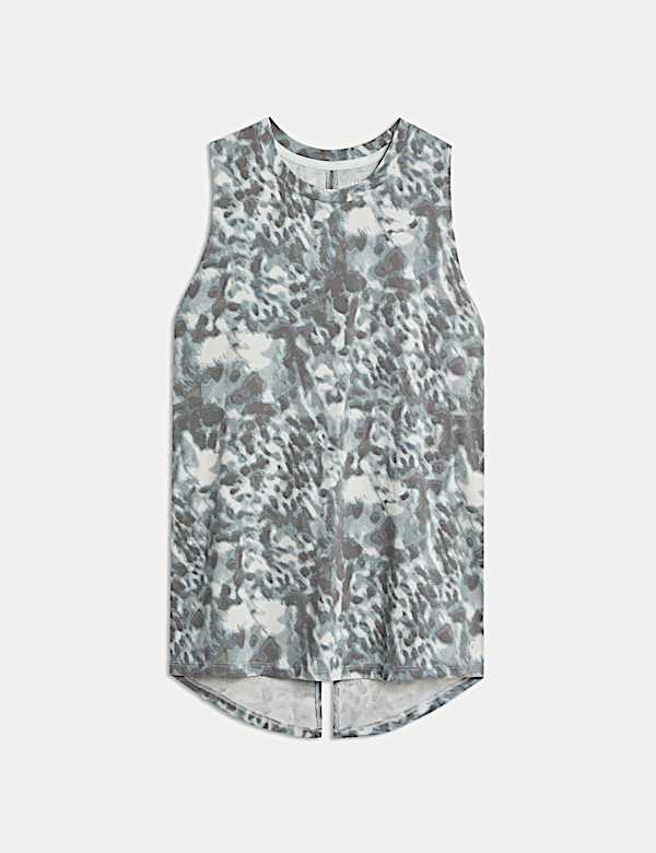Modal Blend Printed Tie Back Relaxed Vest Top - CA