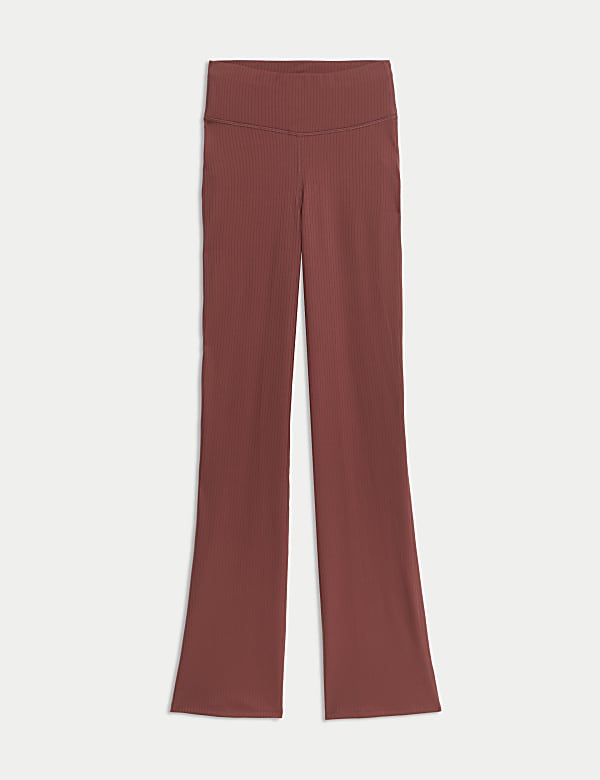 Gerippte Yoga-Leggings mit hohem Bund und ausgestelltem Bein - AT
