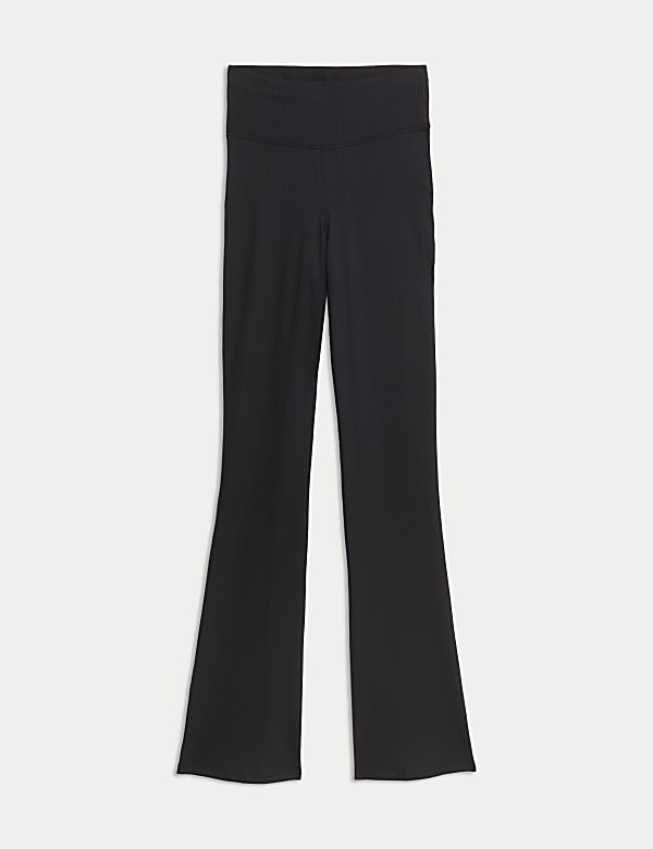 Ribbed High Waisted Flared Yoga Leggings - SE