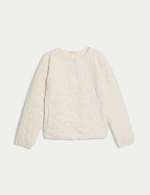 Licht, kraagloos, doorgestikt jack - BE