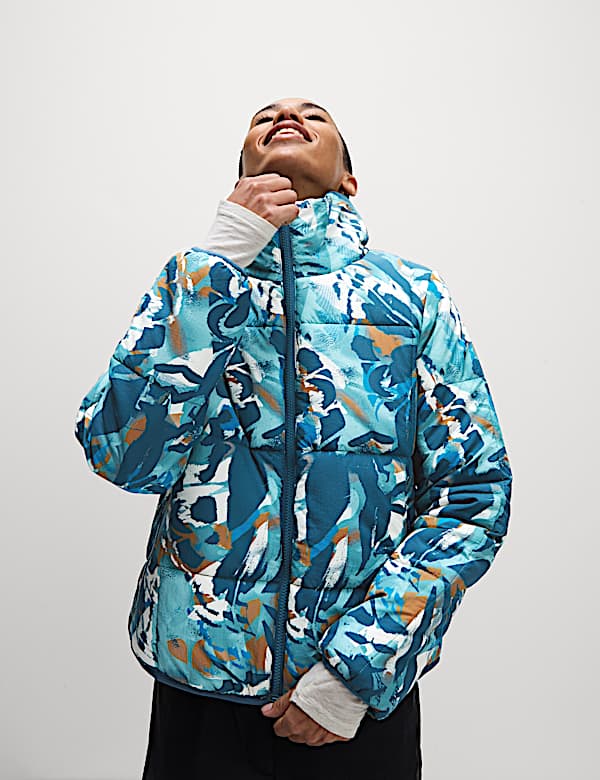 Stormwear Printed Funnel Neck Puffer Jacket CARBON BLUE Jackets M S JE