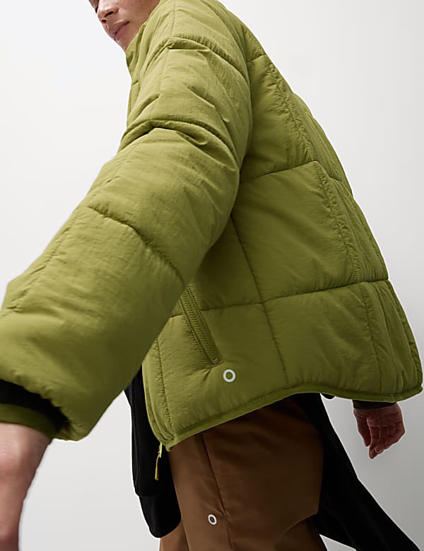 Quilted funnel neck jacket shop