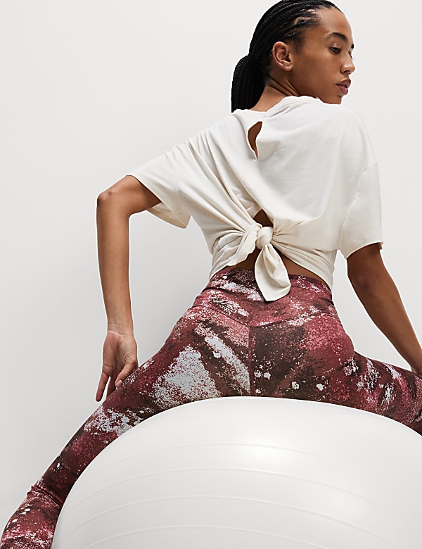 Go Balance Printed Wrap Waist Yoga Leggings - DE