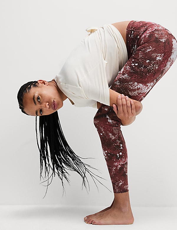 Go Balance Printed Wrap Waist Yoga Leggings - DE