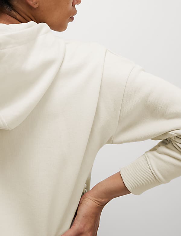 Cotton Rich Mesh Panel Relaxed Hoodie - HU