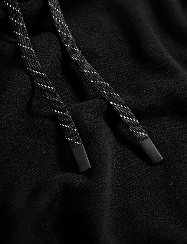 Cotton Rich Mesh Panel Relaxed Hoodie - JP