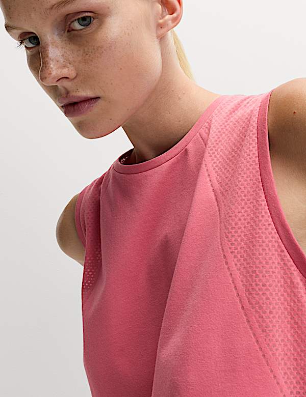 Cotton Blend Textured Yoga Vest Top - AL