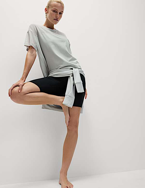 חולצת טי קלת משקל ליוגה מתערובת כותנה - IL