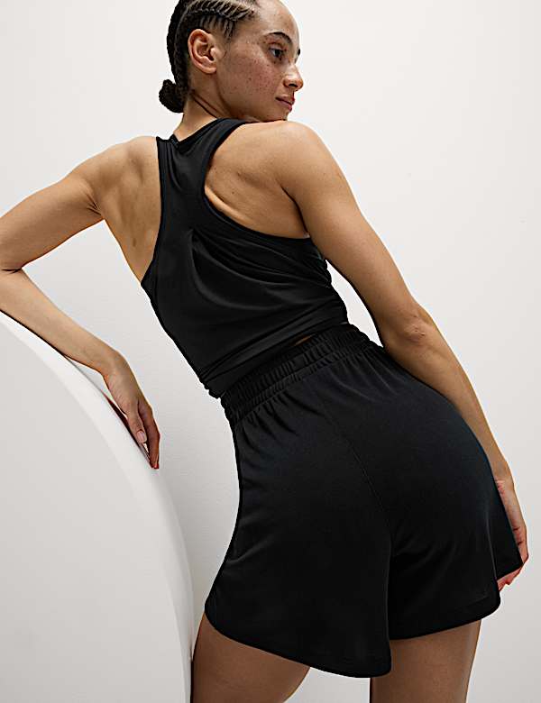 Modal Rich Ribbed Relaxed High Waisted Yoga Shorts - AU