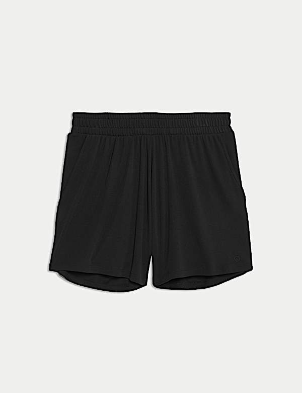 Modal Rich Ribbed Relaxed High Waisted Yoga Shorts - AU