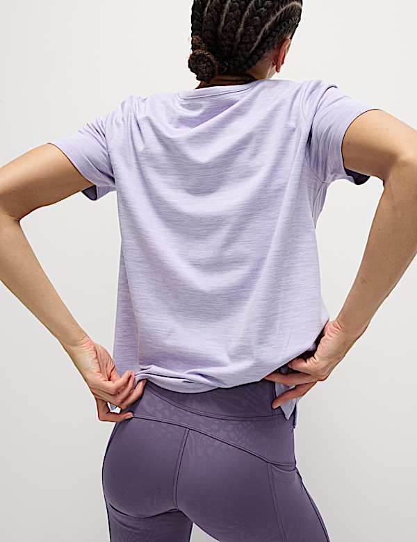 Round Neck Mesh Panel Relaxed T-Shirt - EE