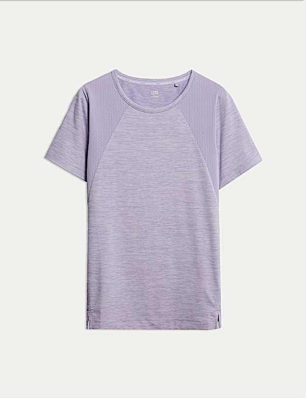 Round Neck Mesh Panel Relaxed T-Shirt - EE
