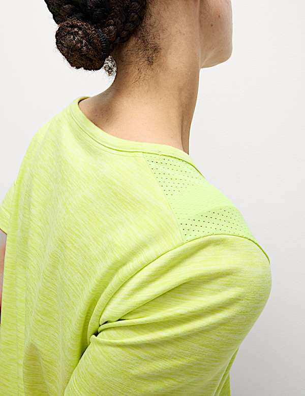 Round Neck Mesh Panel Relaxed T-Shirt - SK