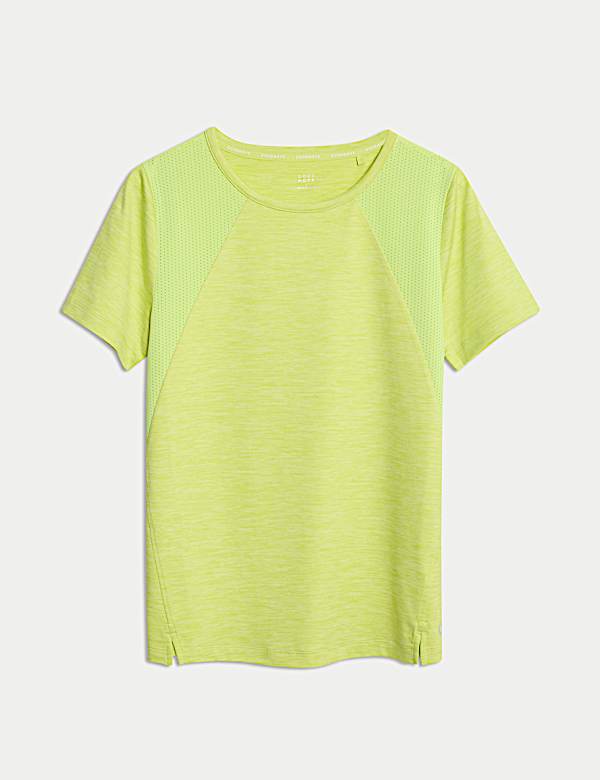 Round Neck Mesh Panel Relaxed T-Shirt - SK