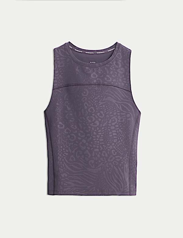 Printed Round Neck Fitted Crop Vest Top - IT