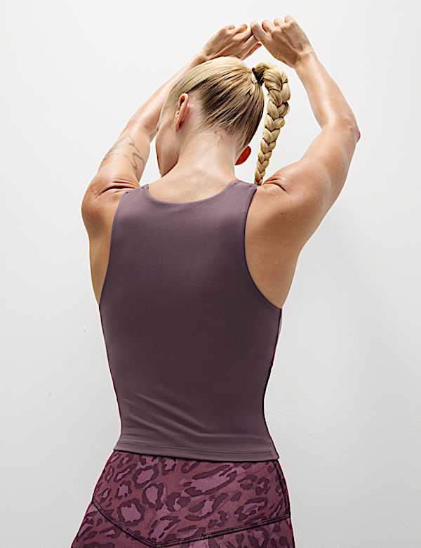 V-Neck Padded Fitted Yoga Crop Vest Top - LV