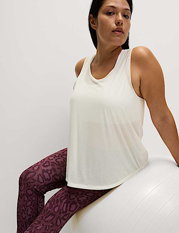 Rib Scoop Neck Sheer Relaxed Vest Top - DE