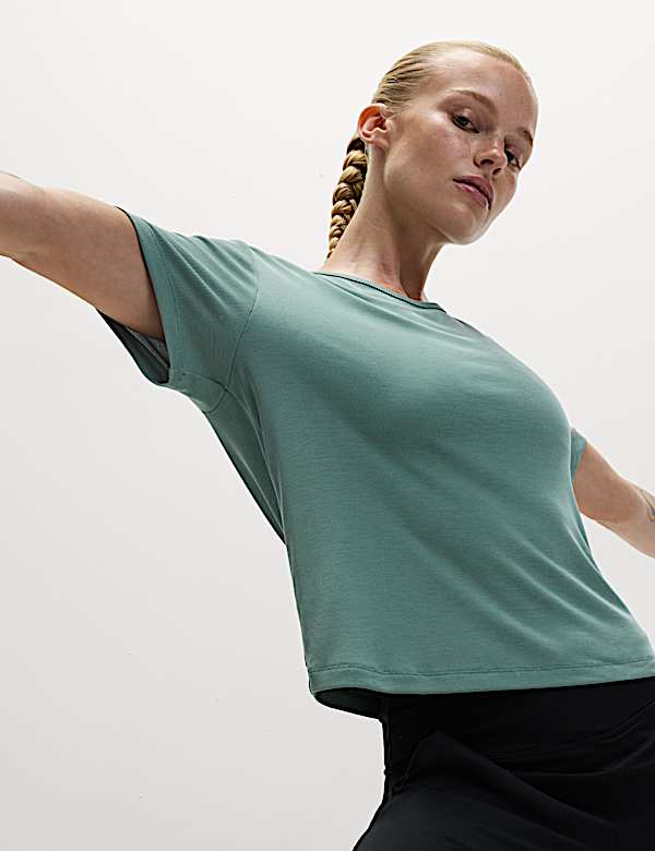 Modal Rich Rib Round Neck Boxy T-Shirt