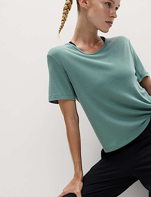 Modal Rich Rib Round Neck Boxy T-Shirt