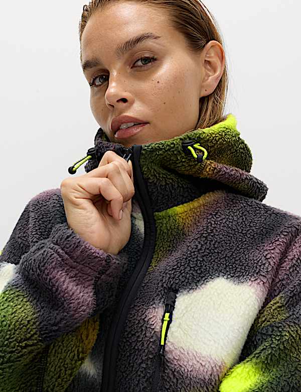 Borg Zip Up Printed Longline Fleece - EE