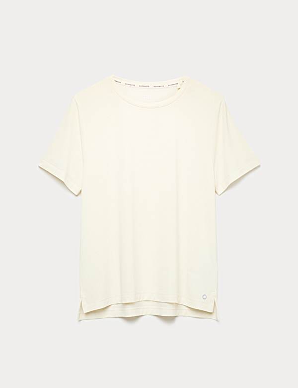 חולצת טי סרוקה בגזרה נינוחה עם צווארון עגול - IL