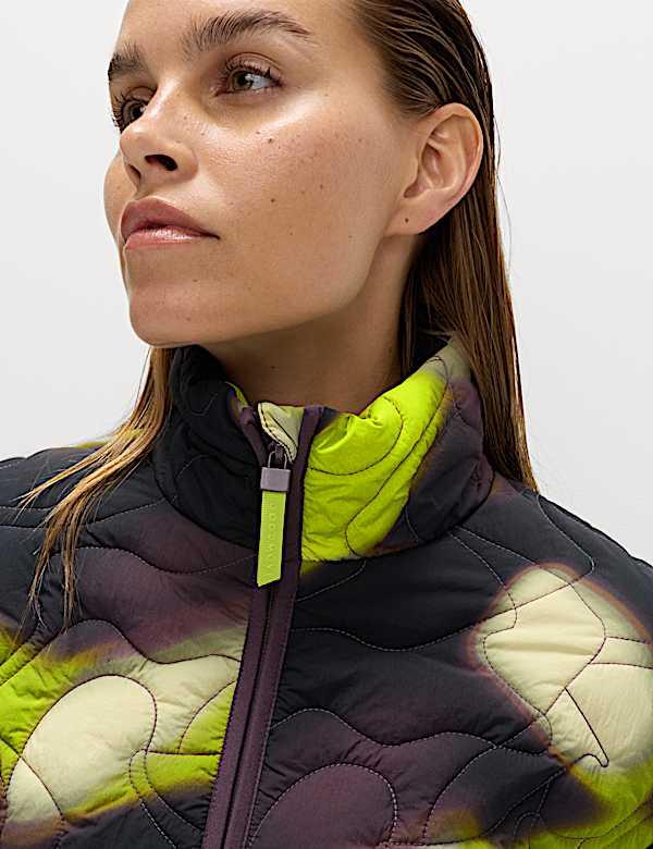 Quilted Printed Funnel Neck Puffer Jacket - TW