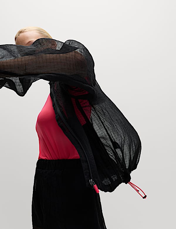 Chaqueta de deporte texturizada con volumen y cremallera transparente - ES