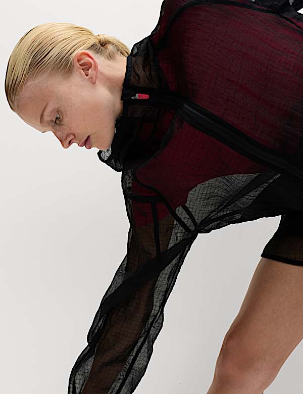 Chaqueta de deporte texturizada con volumen y cremallera transparente - ES