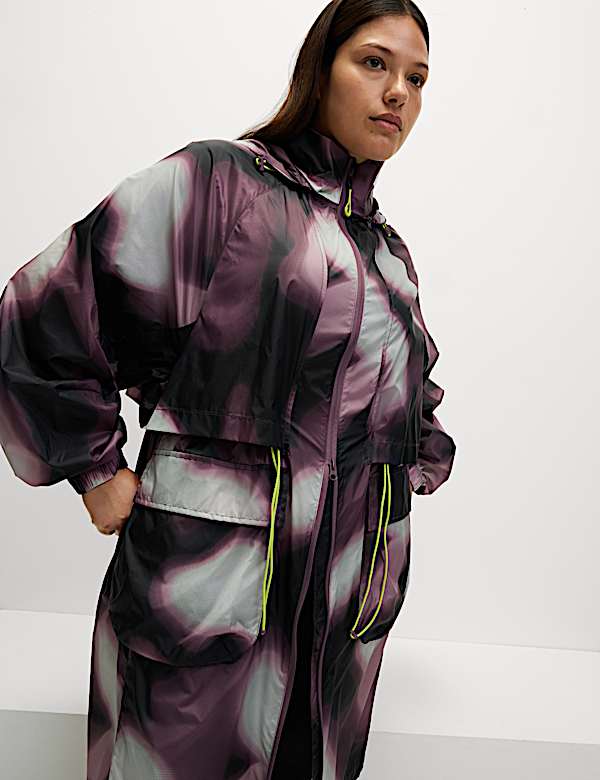 Woven Printed Lightweight Hooded Parka Coat - US