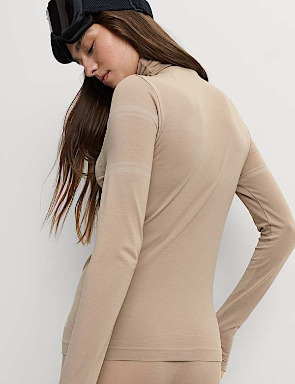 Seamless Ski Base Layer Top with Merino Wool - RS