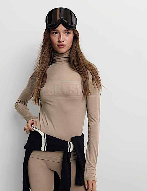 Seamless Ski Base Layer Top with Merino Wool - RS