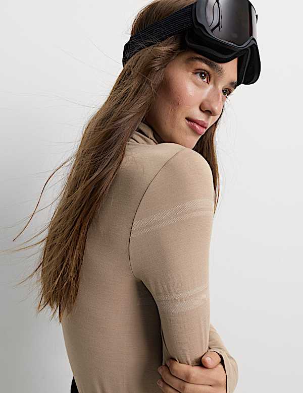 Seamless Ski Base Layer Top with Merino Wool - RS