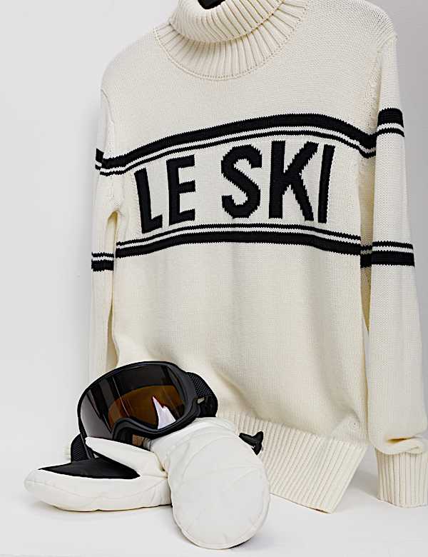 Cotton Rich Slogan Roll Neck Jumper - PL