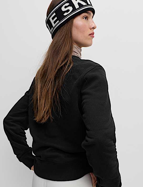 Cotton Rich Slogan Off Piste Crew Neck Relaxed Sweatshirt - DK