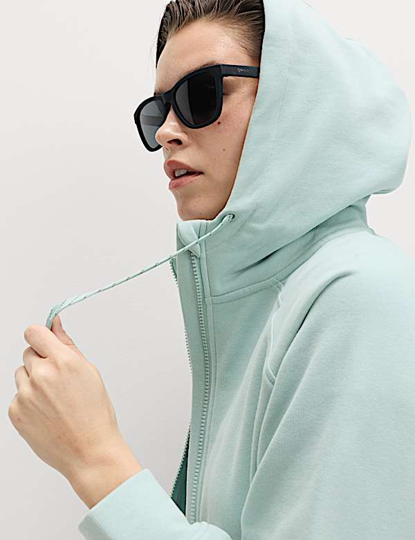 Cotton Rich Zip Up Relaxed Hoodie - CA