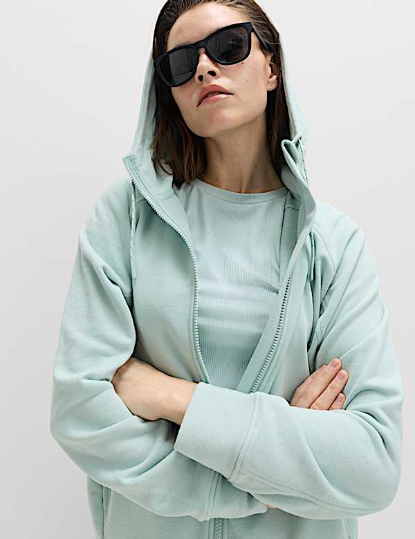 Cotton Rich Zip Up Relaxed Hoodie - CA