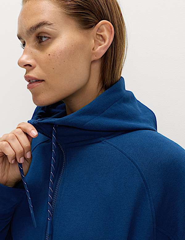Cotton Rich Zip Up Relaxed Hoodie - AU