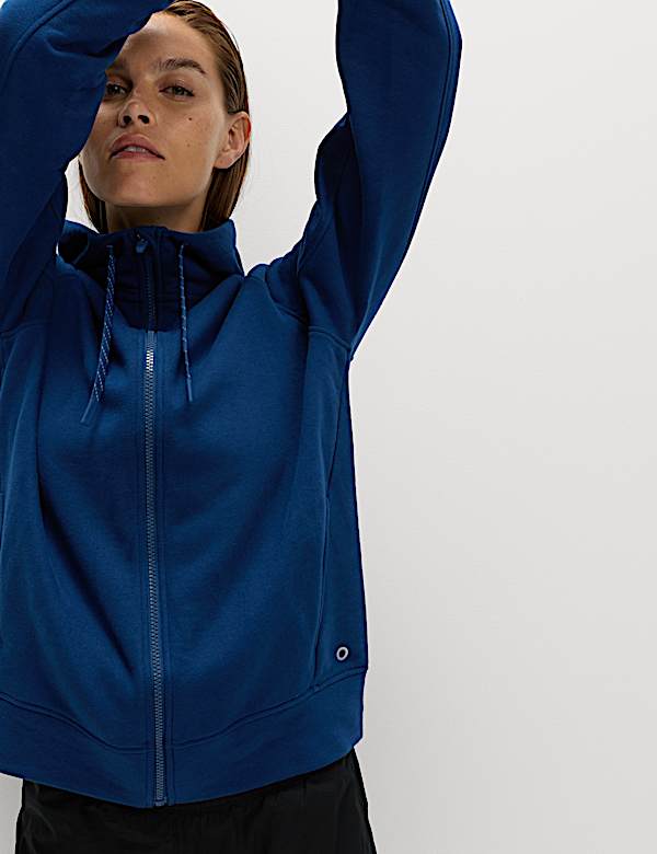 Cotton Rich Zip Up Relaxed Hoodie - AU