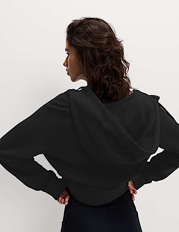 קפוצ'ון בגזרה נוחה מבד עשיר בכותנה עם רוכסן - IL