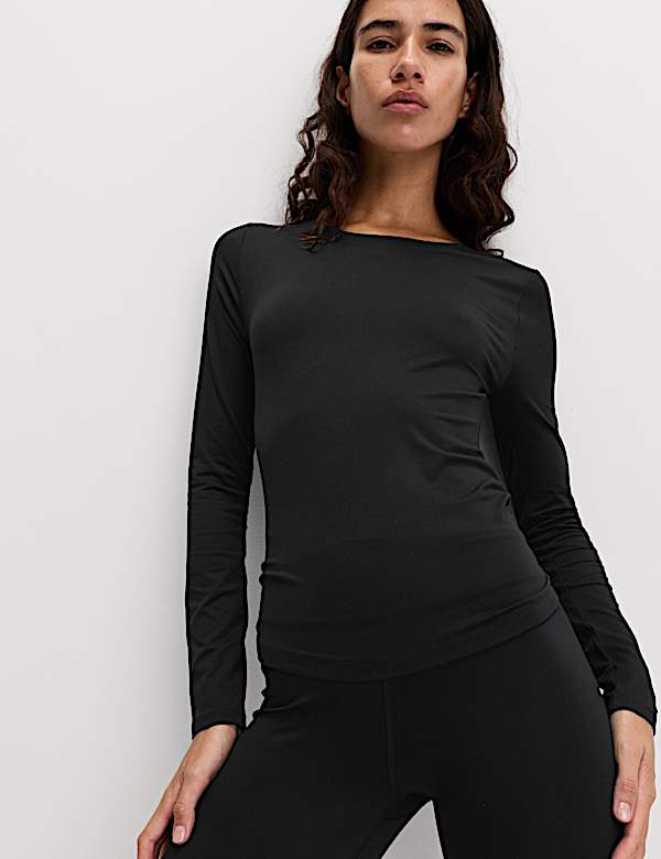 Go Balance Scoop Neck Open Back Fitted Top - AU