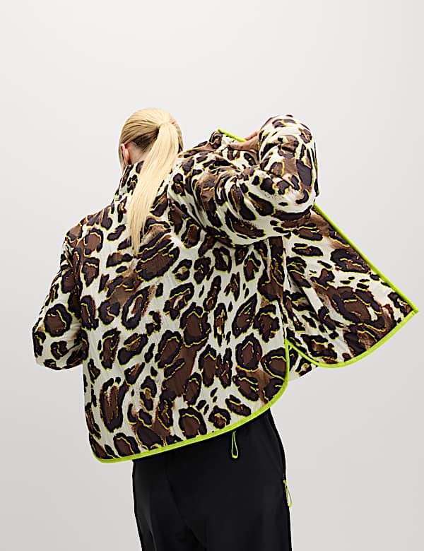 ז'קט מרופד עם צווארון נשפך והדפס - IL