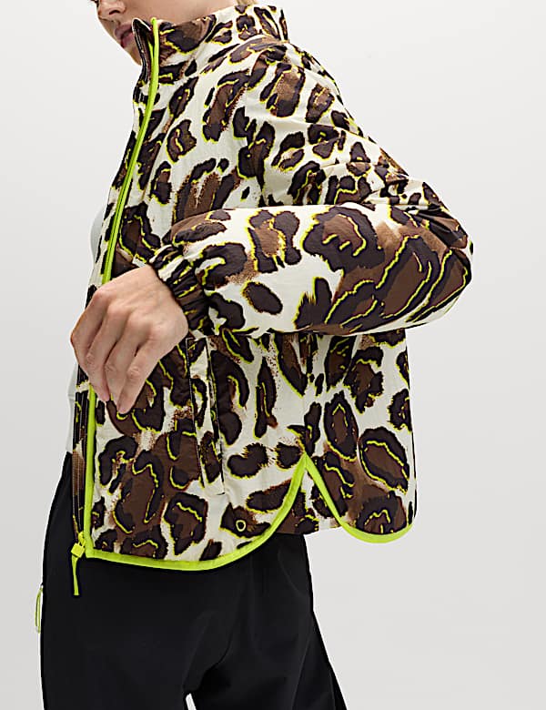 ז'קט מרופד עם צווארון נשפך והדפס - IL