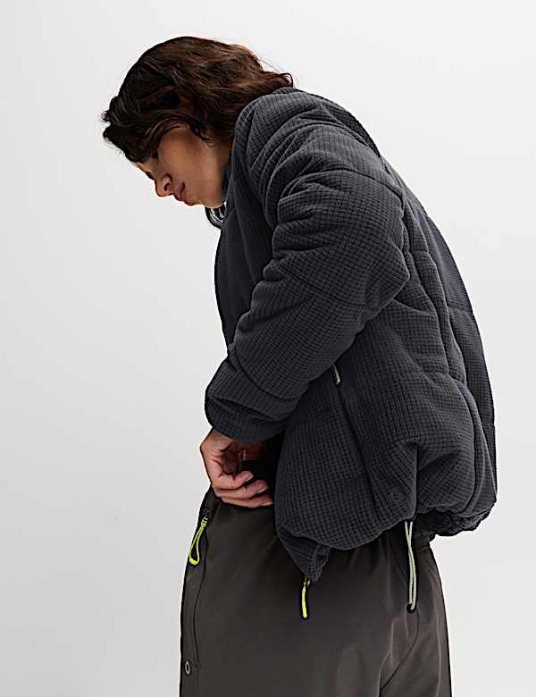 Textured Funnel Neck Puffer Jacket - GR