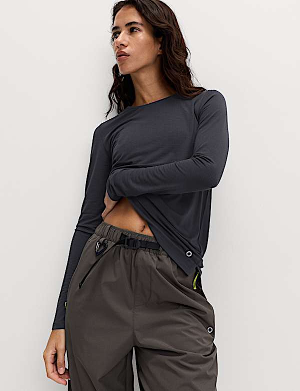 Textured Crew Neck Top - HU