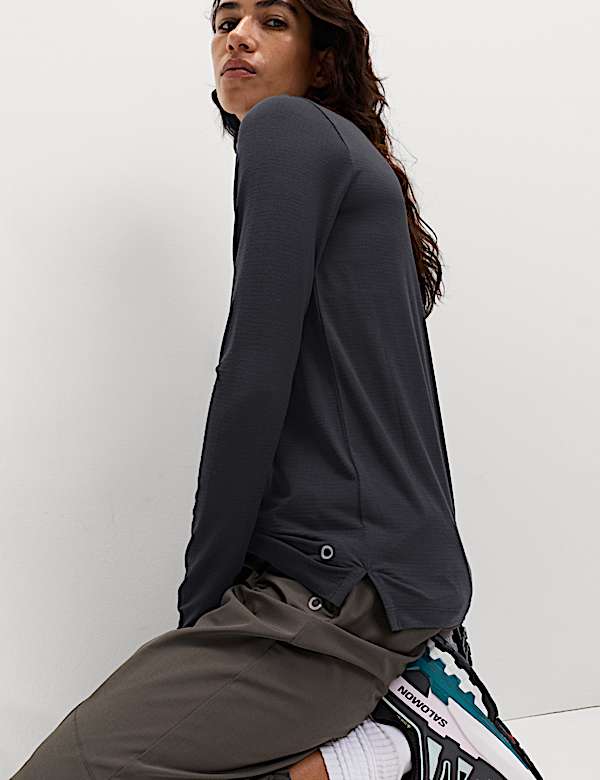 Textured Crew Neck Top - HU