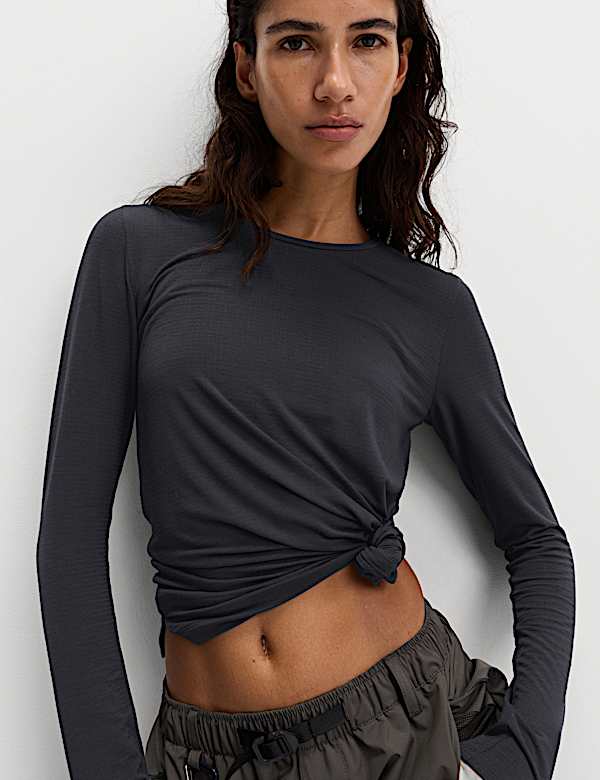 Textured Crew Neck Top - HU
