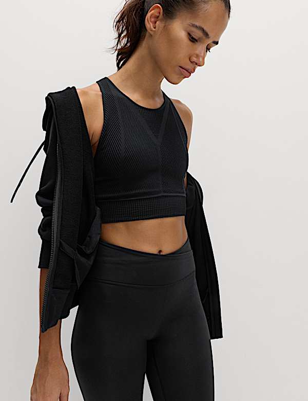 Rib Scoop Neck Seamless Crop Top - CA