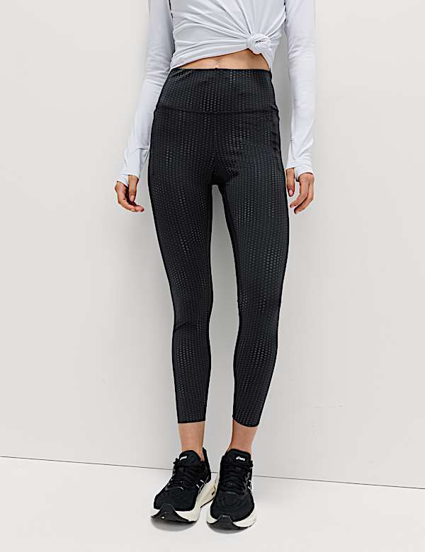 Go Move Printed Reflective High Waisted 7/8 Gym Leggings - TW